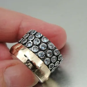 Hadar Designers Handmade 9k Gold 925 Silver Blue Topaz Ring 6,7,8,9,10  (I r551
