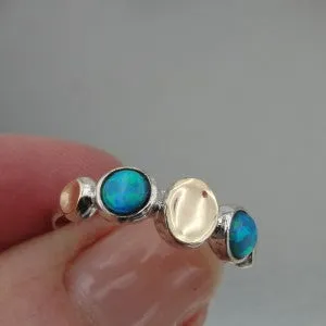 Hadar Designers Handmade 9k Gold Sterling Silver Opal Ring 5,6,7,8,9 (I R694)