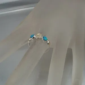 Hadar Designers Handmade 9k Gold Sterling Silver Opal Ring 5,6,7,8,9 (I R694)