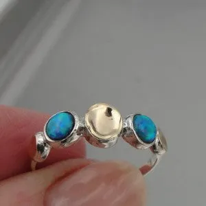 Hadar Designers Handmade 9k Gold Sterling Silver Opal Ring 5,6,7,8,9 (I R694)