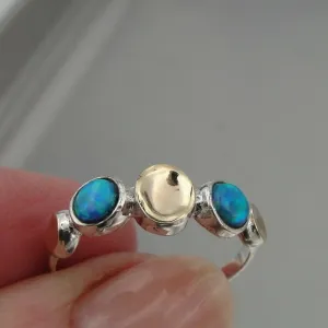 Hadar Designers Handmade 9k Gold Sterling Silver Opal Ring 5,6,7,8,9 (I R694)