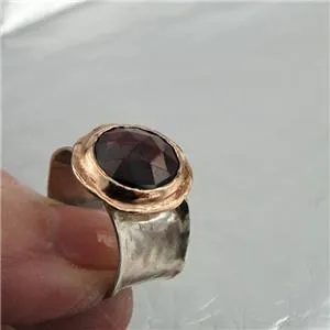 Hadar Designers Handmade 9k Rose Gold 925 Silver Garnet Ring 6,7,8,9 (I r137) 7y
