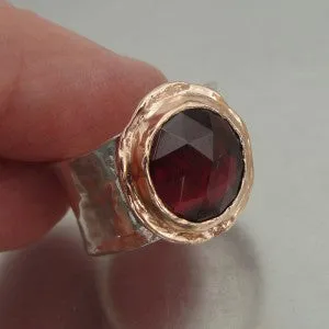 Hadar Designers Handmade 9k Rose Gold 925 Silver Garnet Ring 6,7,8,9 (I r137) 7y
