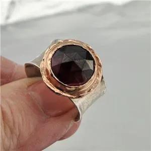 Hadar Designers Handmade 9k Rose Gold 925 Silver Garnet Ring 6,7,8,9 (I r137) 7y