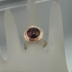 Hadar Designers Handmade 9k Rose Gold 925 Silver Garnet Ring 6,7,8,9 (I r137) 7y