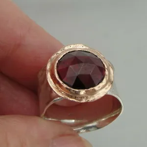 Hadar Designers Handmade 9k Rose Gold 925 Silver Garnet Ring 6,7,8,9 (I r137) 7y