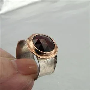 Hadar Designers Handmade 9k Rose Gold 925 Silver Garnet Ring 6,7,8,9 (I r137) 7y