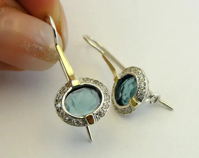 Hadar Designers Handmade 9k Yellow Gold 925 Silver Amethyst Earrings (ms 1079