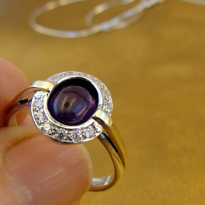 Hadar Designers Handmade 9k Yellow Gold 925 Silver Amethyst Set (ms 1079)y
