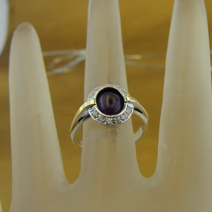 Hadar Designers Handmade 9k Yellow Gold 925 Silver Amethyst Set (ms 1079)y