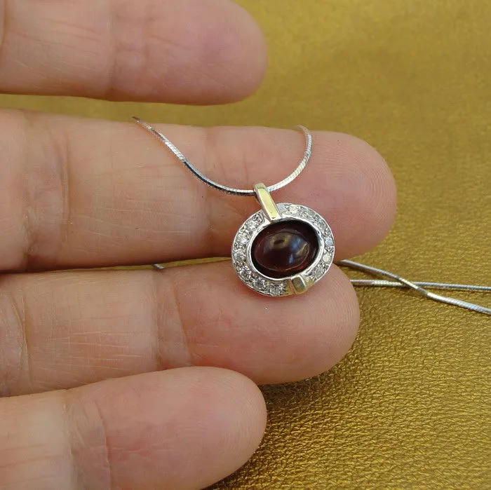 Hadar Designers Handmade 9k Yellow Gold 925 Silver Garnet Set Ring and (ms 1079)Y
