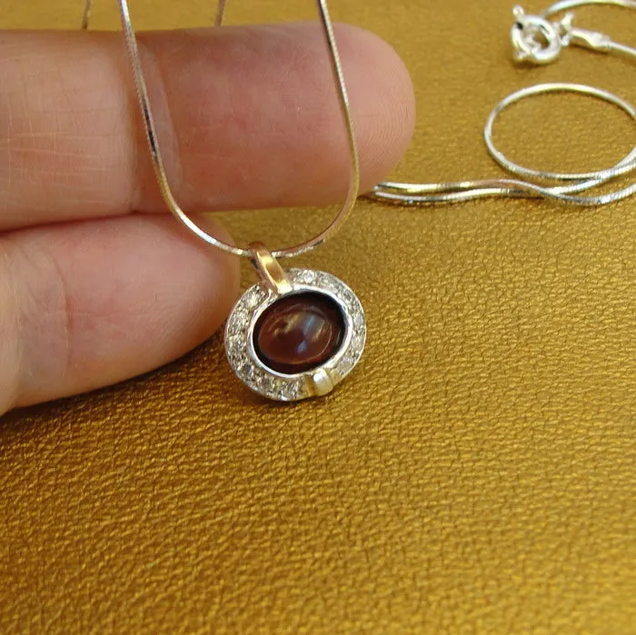 Hadar Designers Handmade 9k Yellow Gold 925 Silver Garnet Set Ring and (ms 1079)Y