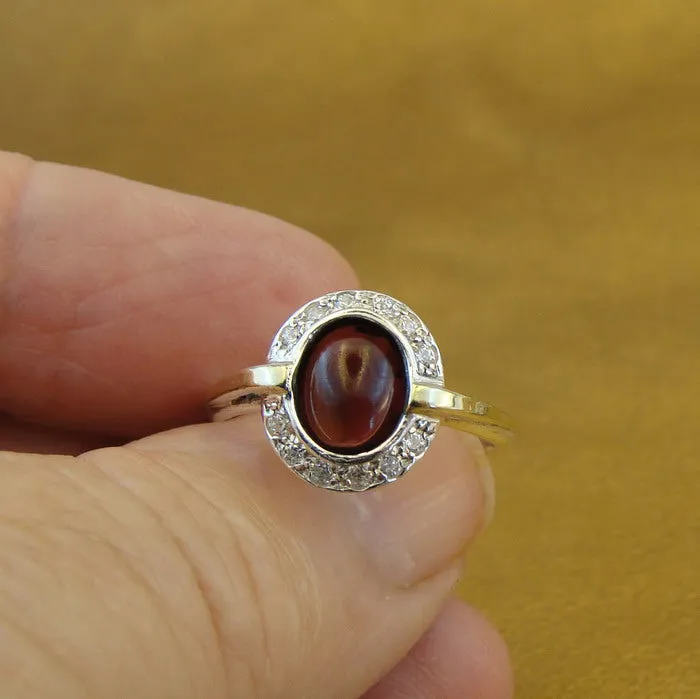 Hadar Designers Handmade 9k Yellow Gold 925 Silver Garnet Set Ring and (ms 1079)Y