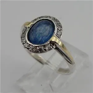 Hadar Designers Handmade 9k Yellow Gold 925 Silver Kyanite Ring 6,7,8,9 (ms)