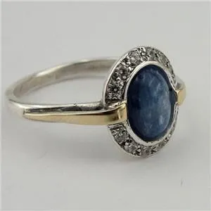 Hadar Designers Handmade 9k Yellow Gold 925 Silver Kyanite Ring 6,7,8,9 (ms)