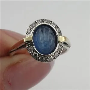 Hadar Designers Handmade 9k Yellow Gold 925 Silver Kyanite Ring 6,7,8,9 (ms)