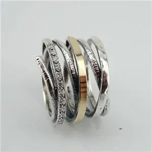 Hadar Designers Handmade 9k Yellow Gold 925 Silver Zircon Ring sz 6,7,7.5,8,9(Ms