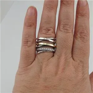 Hadar Designers Handmade 9k Yellow Gold 925 Silver Zircon Ring sz 6,7,7.5,8,9(Ms