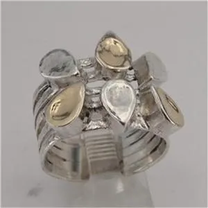 Hadar Designers Handmade 9k Yellow Gold 925 Sterling Silver Ring 6,7,8,9 (I r449