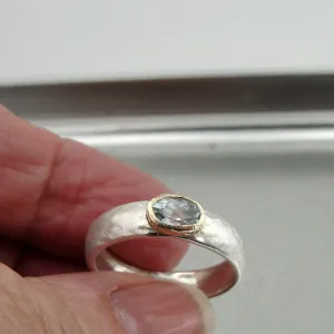 Hadar Designers Handmade 9k yellow Gold Silver Blue Topaz Ring 5,6,7,8,9  (I r73