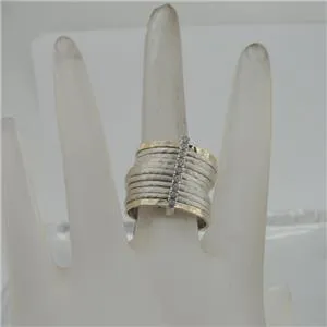 Hadar Designers Handmade 9k yellow Gold Silver Zircon Multi Ring sz 7,8,9(I r610