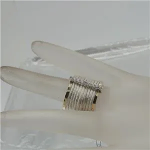 Hadar Designers Handmade 9k yellow Gold Silver Zircon Multi Ring sz 7,8,9(I r610
