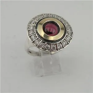 Hadar Designers Handmade 9k Yellow Gold Sterling Silver Garnet Ring Set 6,7,8,9,