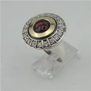 Hadar Designers Handmade 9k Yellow Gold Sterling Silver Garnet Ring Set 6,7,8,9,