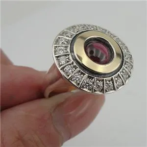 Hadar Designers Handmade 9k Yellow Gold Sterling Silver Garnet Ring Set 6,7,8,9,