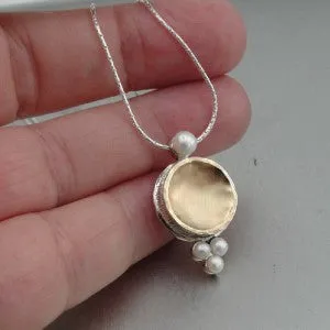 Hadar Designers Handmade 9k yellow Gold Sterling Silver Pearl Earrings (I e719)