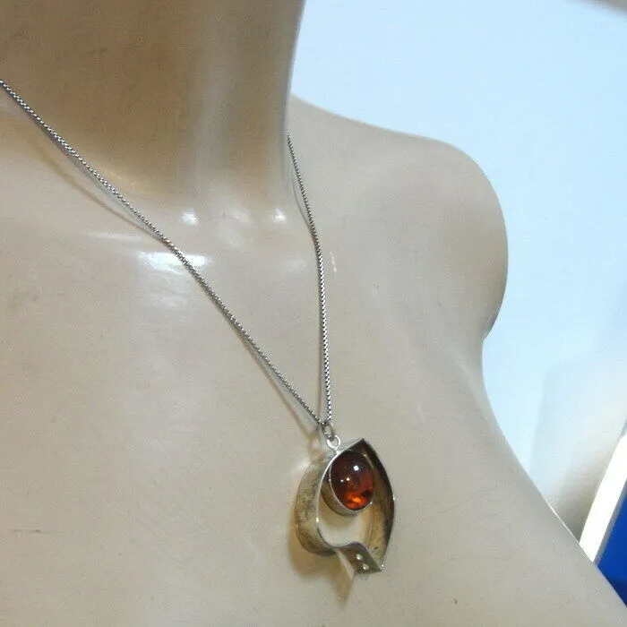 Hadar Designers Handmade Amber 925 Sterling Silver Heart Pendant (y 420) SALE