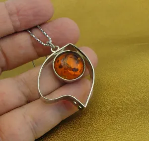 Hadar Designers Handmade Amber 925 Sterling Silver Heart Pendant (y 420) SALE