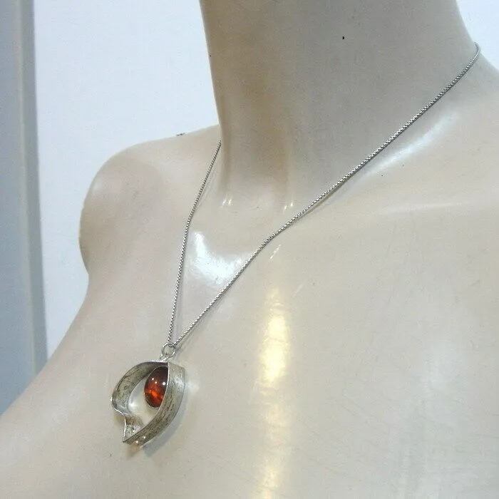 Hadar Designers Handmade Amber 925 Sterling Silver Heart Pendant (y 420) SALE