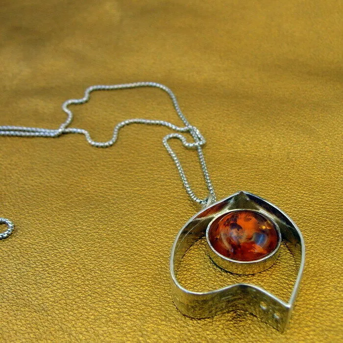 Hadar Designers Handmade Amber 925 Sterling Silver Heart Pendant (y 420) SALE