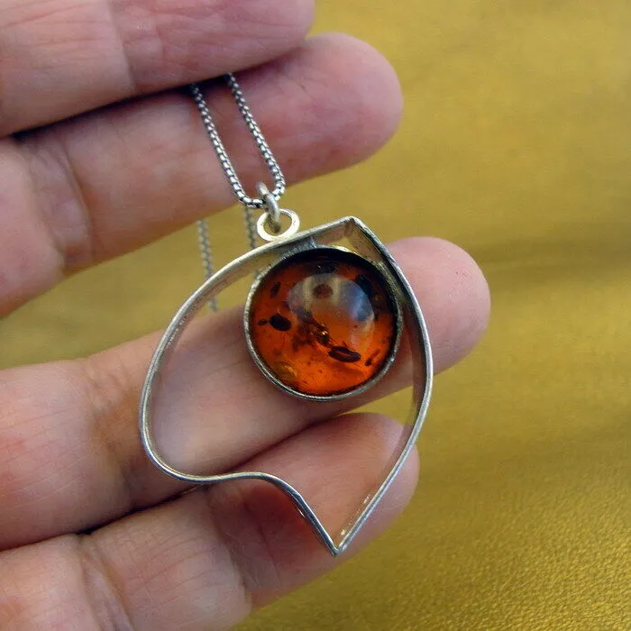 Hadar Designers Handmade Amber 925 Sterling Silver Heart Pendant (y 420) SALE