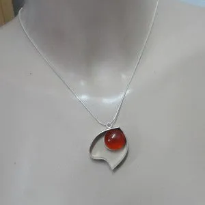 Hadar Designers Handmade Carnelian Sterling Silver Heart Pendant (y 420) SALE