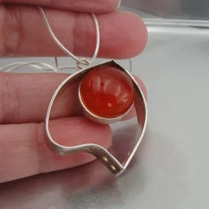 Hadar Designers Handmade Carnelian Sterling Silver Heart Pendant (y 420) SALE