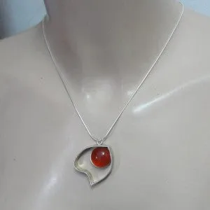 Hadar Designers Handmade Carnelian Sterling Silver Heart Pendant (y 420) SALE