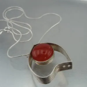 Hadar Designers Handmade Carnelian Sterling Silver Heart Pendant (y 420) SALE