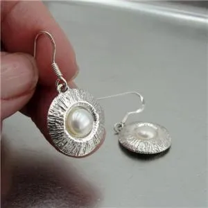 Hadar Designers Handmade Drop Dangle 925 Sterling Silver Pearl Earrings (H) SALE