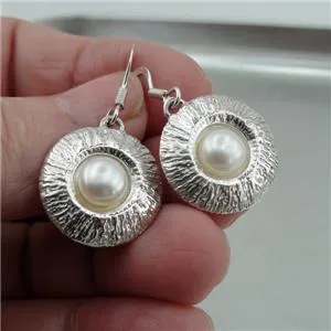Hadar Designers Handmade Drop Dangle 925 Sterling Silver Pearl Earrings (H) SALE