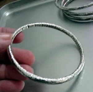 Hadar Designers Handmade Electroforming Sterling Silver Bangle Bracelet (H)LAST