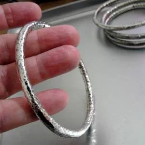 Hadar Designers Handmade Electroforming Sterling Silver Bangle Bracelet (H)LAST