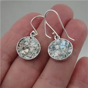 Hadar Designers Handmade Heart 925 Silver Roman Glass Handmade Earrings (as)SALE