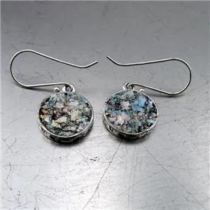 Hadar Designers Handmade Heart 925 Silver Roman Glass Handmade Earrings (as)SALE