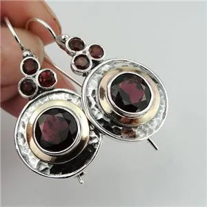 Hadar Designers Handmade Long 9k Yellow Gold 925 Silver Zircon Earrings (Ms)Y