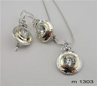 Hadar Designers Handmade Long 9k Yellow Gold 925 Silver Zircon Earrings (Ms)Y
