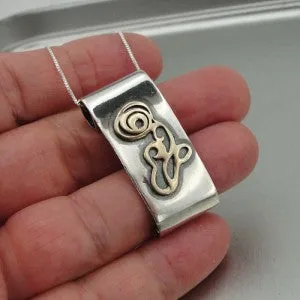 Hadar Designers Handmade Modern 9k Yellow Gold Sterling Silver Pendant (H) SALE