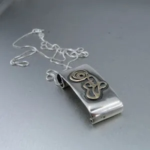 Hadar Designers Handmade Modern 9k Yellow Gold Sterling Silver Pendant (H) SALE