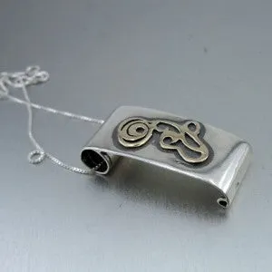 Hadar Designers Handmade Modern 9k Yellow Gold Sterling Silver Pendant (H) SALE